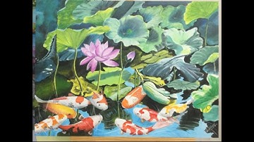 Cửu Ngư quần hội dưới sen (Nine fishes gathering in the Lotus pond)
