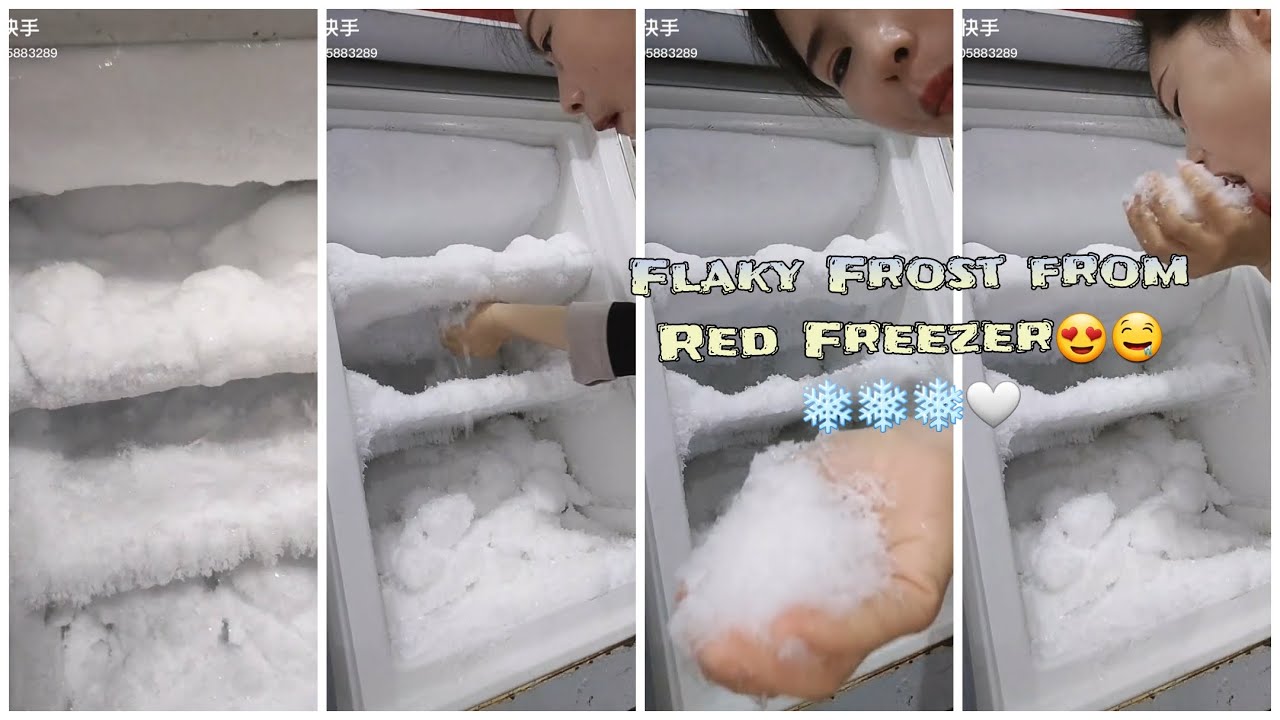 *ASMR* RED FREEZER AFTER SCRAPING, FROSTYY AND FLAKYYY😍🤤❄❄❄🤍❤