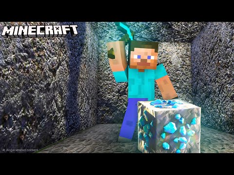Minecraft gameplay in realistic graphics