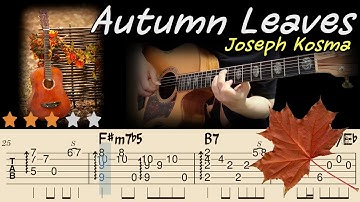 🍁AUTUMN LEAVES - Joseph KosmaㅣEasy Romantic Jazz Fingerstyle Guitar Tutorialㅣ Simple Tabs