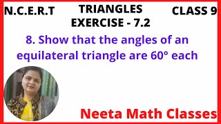 NCERT | Class 9 | Chapter 7 | Triangles | Exercise 7.2 | Question 8 | Neeta Math Classes