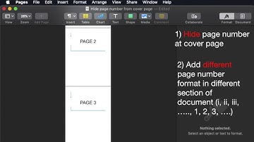 Hide page number in cover page with different numbering format using Apple Pages.