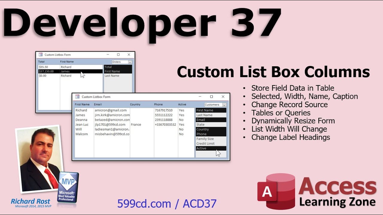 Microsoft Access Developer 37. UserSelected List of Fields to Display