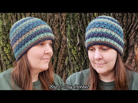 Easy Beginner Basic Blue Beanie/ Crochet Easy Unisex Hat/Free Crochet  Tutorial Bag O Day Crochet 