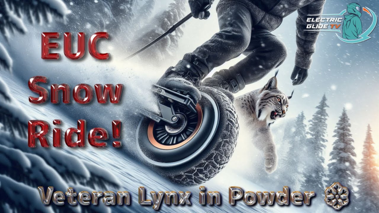 Катание на моноколесе по свежему снегу! Зимнее приключение ветерана Lynx.