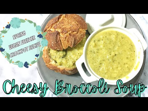 Easy Vegan Crockpot Freezer Meal | Cheesy Broccoli Soup
