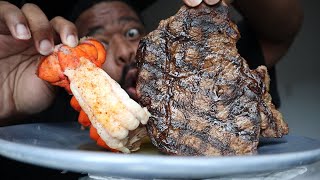 Outback Ribeye Steak & Lobster Mukbang!