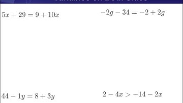 Equations and Inequalities - Variables on Both Sides - FishMath.com