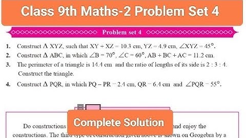 Class 9th| Maths-2| Chapter 4 Construction Of Triangles| Problem Set 4 @ F.N Tutorial