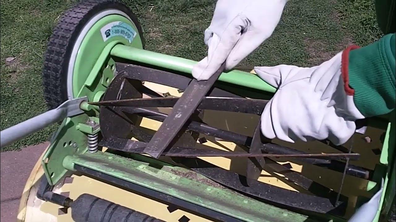 How To Sharpen Blades On Manual Push Mower Reel Mower YouTube