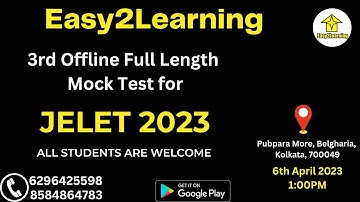 Jelet 2023 Third Offline Mock Test For all Students | By Easy2Learning |