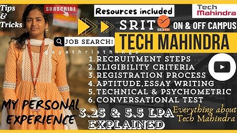 TECH MAHINDRA Experience explained in detail | ON & OFF Campus|3.5LPA & 5.5LPA|SRIT#gayathristhings
