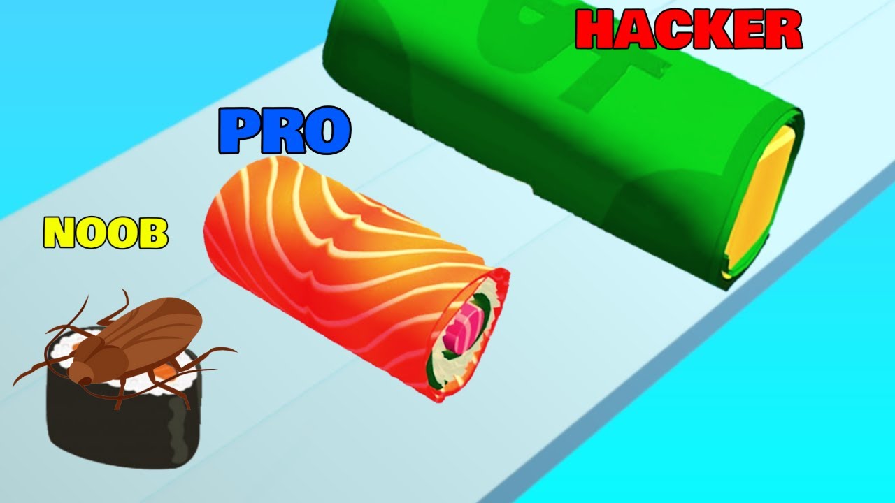 The NOOB vs PRO vs HACKER in Sushi Roll 3D 