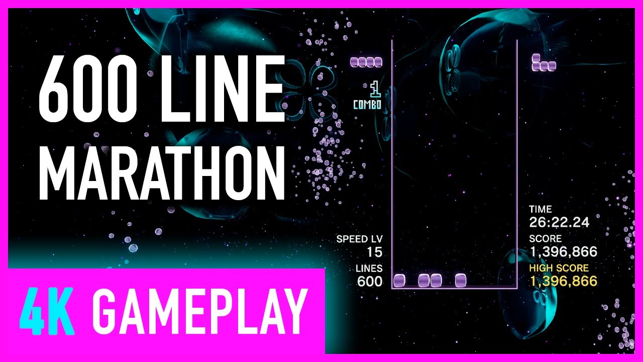 4K Tetris Effect 600 Line Marathon Mode On PC - Max Settings Gameplay