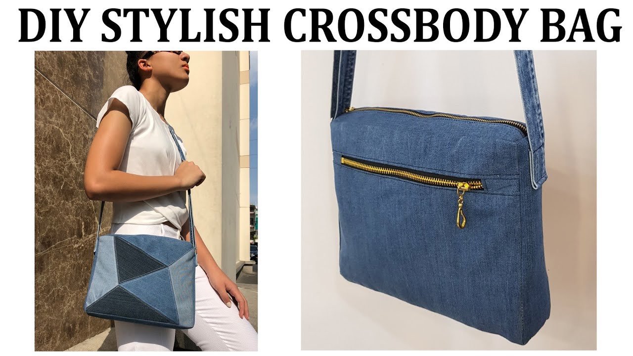DIY BAG/PATCHWORK JEANS CROSSBODY BAG/JEANS BAG/RECYCLE JEANS IDEAS/DIY
