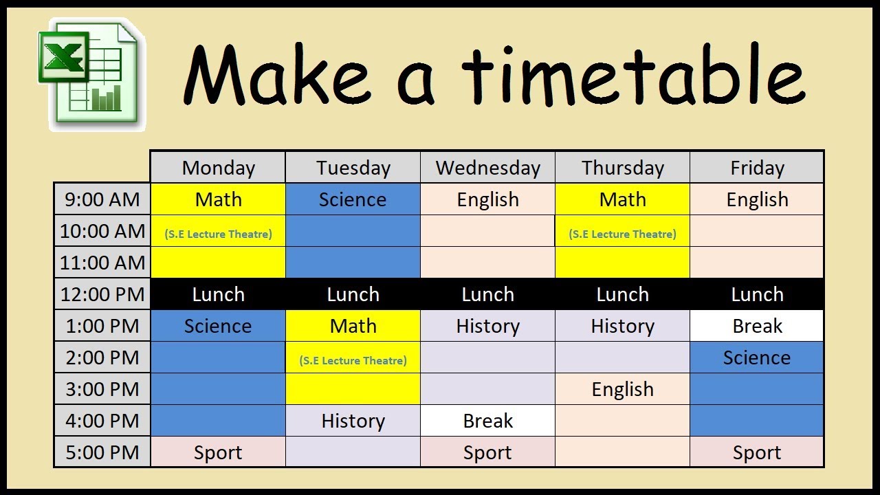 create a daily schedule excel