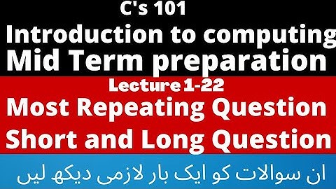 Cs 101||Introduction to computing||Mid Term preparation||#Cs101||Cs101 Mid Term preparation