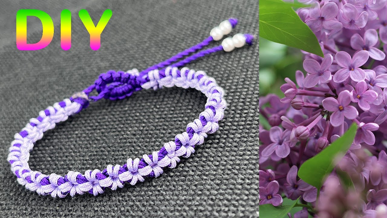 Lilac Flower Bracelet DIY | Simple Flower Macrame Bracelet Tutorial ...
