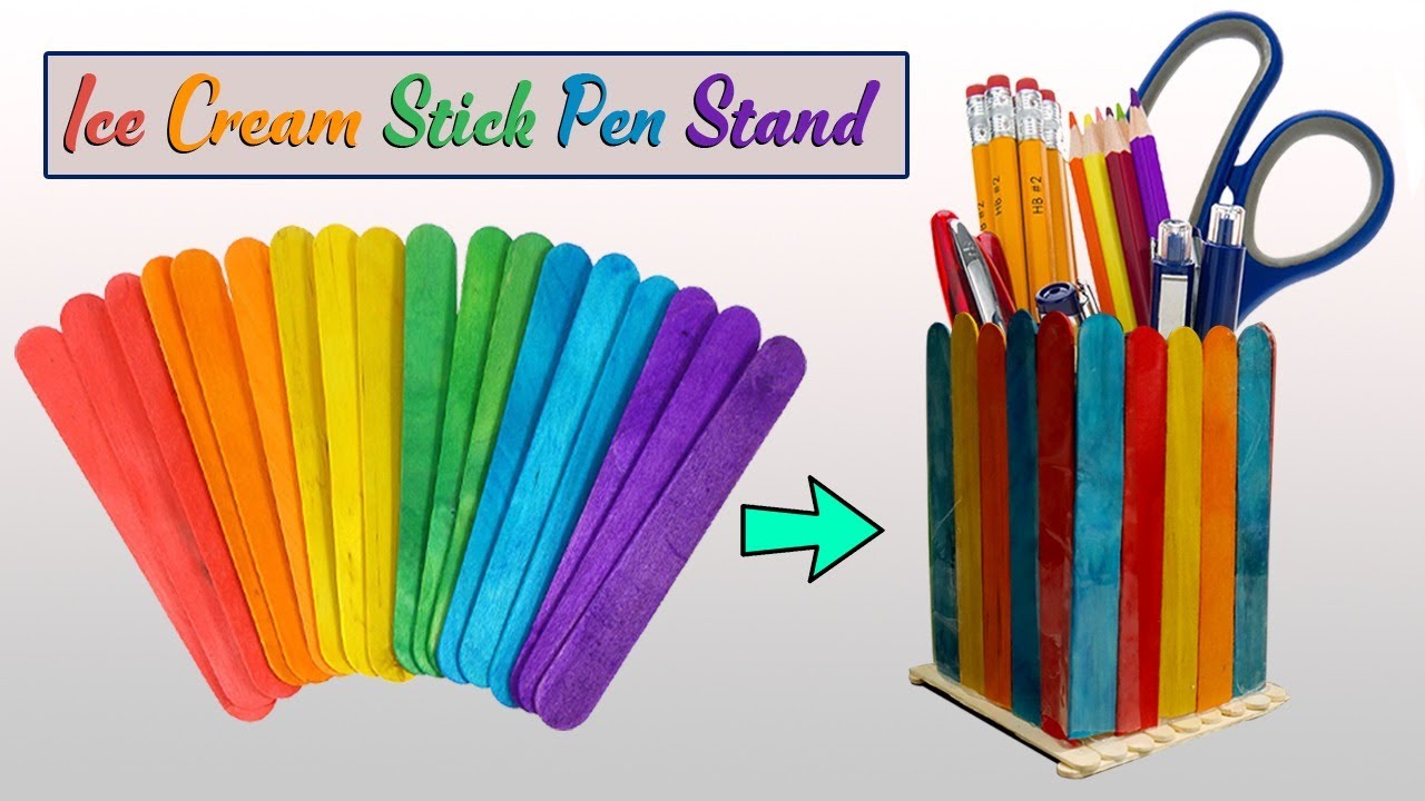 DIY Ice Cream Stick Pen Stand Popsicle Stick Pencil Holder Easy