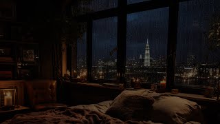 Rainy Night with Relaxation Rain & Gentle Thunder Sounds  99% Instanly Fall Asleep  Beat Stress