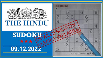 How to Solve 3 Star Hindu  Sudoku Dec 09,  2022 -  Step By Step Solution