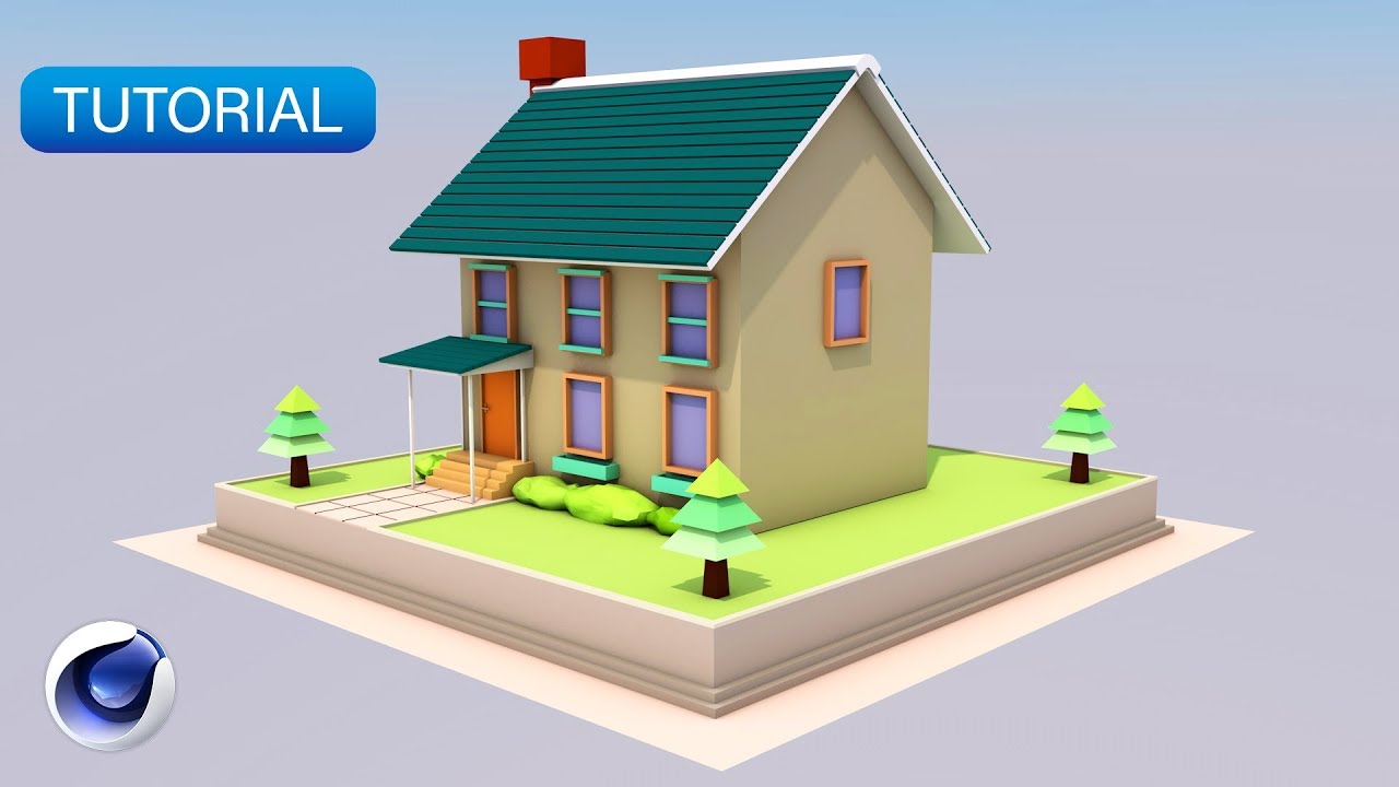 C4D TUTORIAL | Low Poly Simple Cute House (Beginner) - YouTube