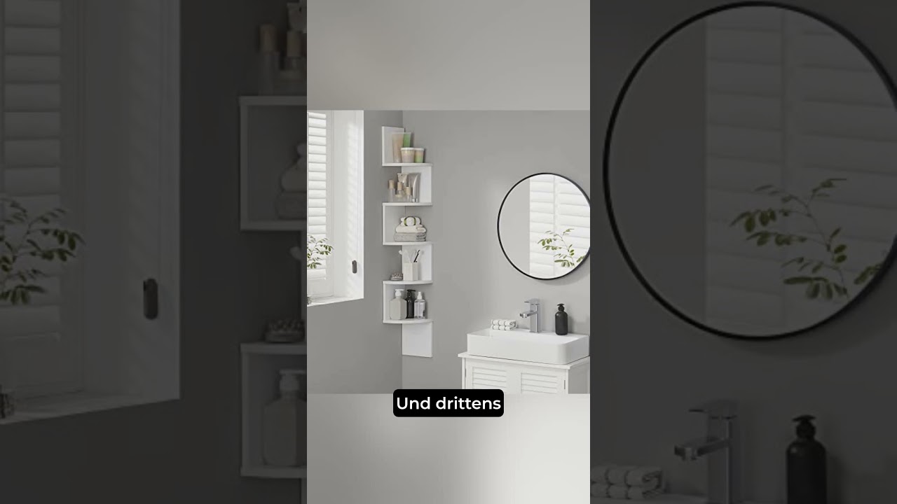 Eckregal, 5 stufiges schwebendes Wandregal mit Zickzack Design, Bücherregal, weiß