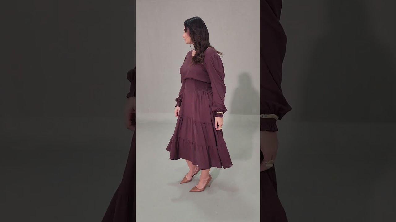 Vestido Plus Size Longuete Manga Longa Hadaza