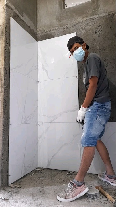 How to install granite on corner walls #granite #tutorial #shortvideo #shorts