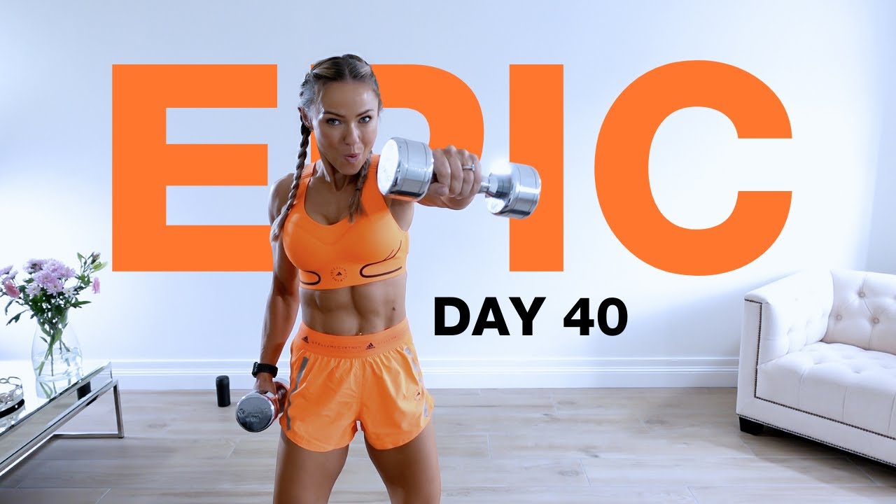 Day 40 of EPIC | 30 Min BURNNNNNN HIIT WORKOUT with Dumbbells [NO JUMPING]