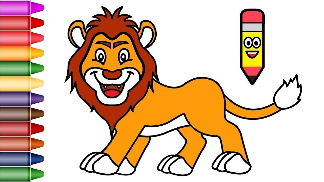 how to coloring lion for kids/ Colouring Animals Colors for Kids page ...