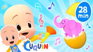 Surprise Eggs (Elephants) | Colored animal cars | Cleo & Cuquin Educational Videos for Children
