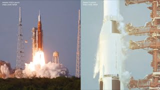Artemis SLS rocket vs Apollo Saturn V rocket launches