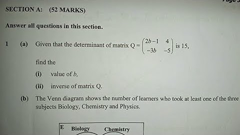 2022 Paper 2, Matrices exam question.
