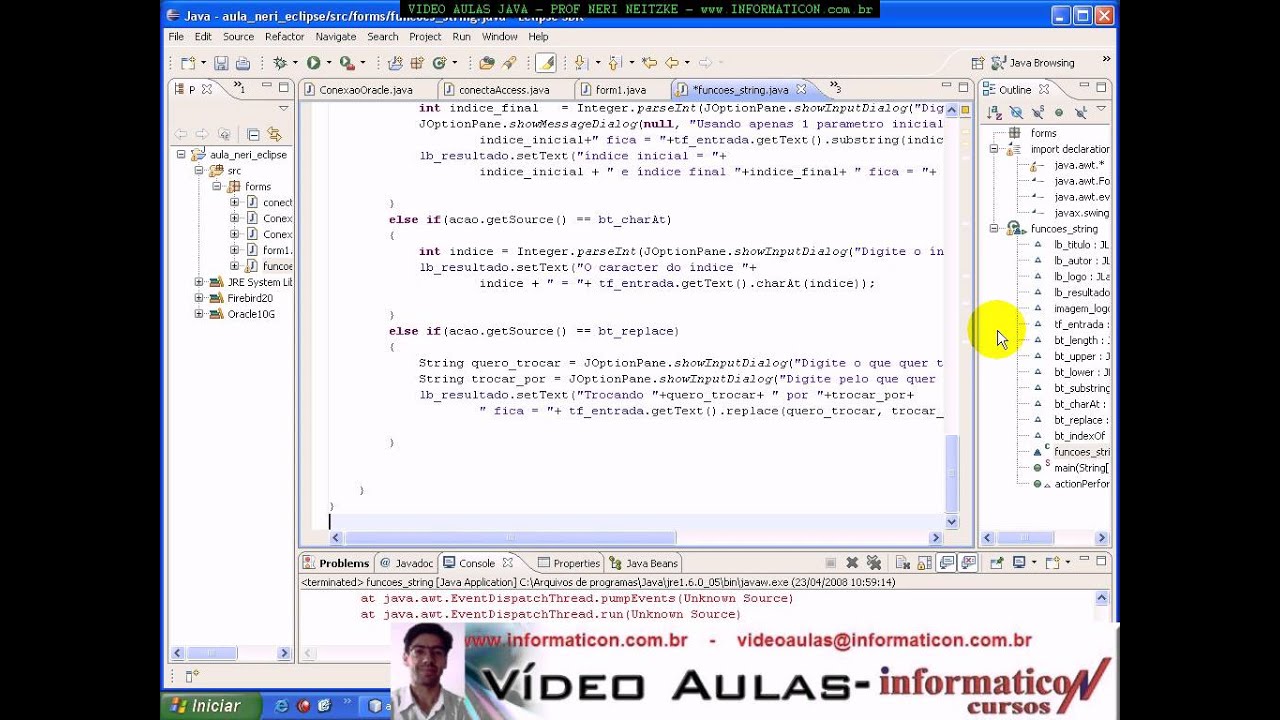 aula 1605 java Método indexOf manipulando String - YouTube