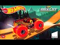 Hot Wheels Race Off GLOW WHEELS GRAVE DIGGER FIRE and ICE