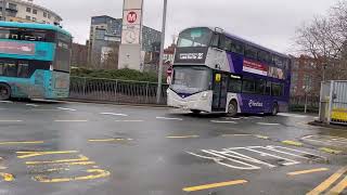 Buses and coaches at Leeds city bus station. 