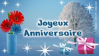200 - Jolie carte virtuelle d'anniversaire - neige