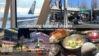 moving to seoul, korea  | flight, dorm move in, shop at daiso, unpacking
