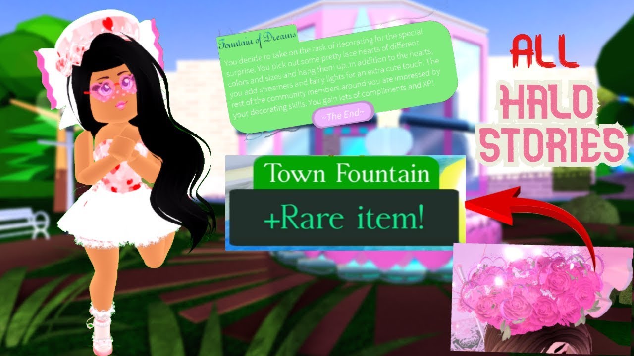 All Halo Fountain Stories To Win The New Vday Halo W Answers Youtube - roblox royale high halo answers 2020