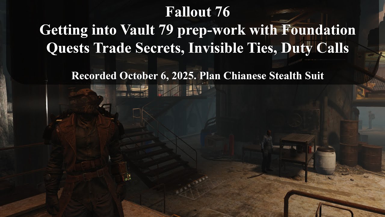 Fallout 76 Getting into Vault 79 prep work with Foundation