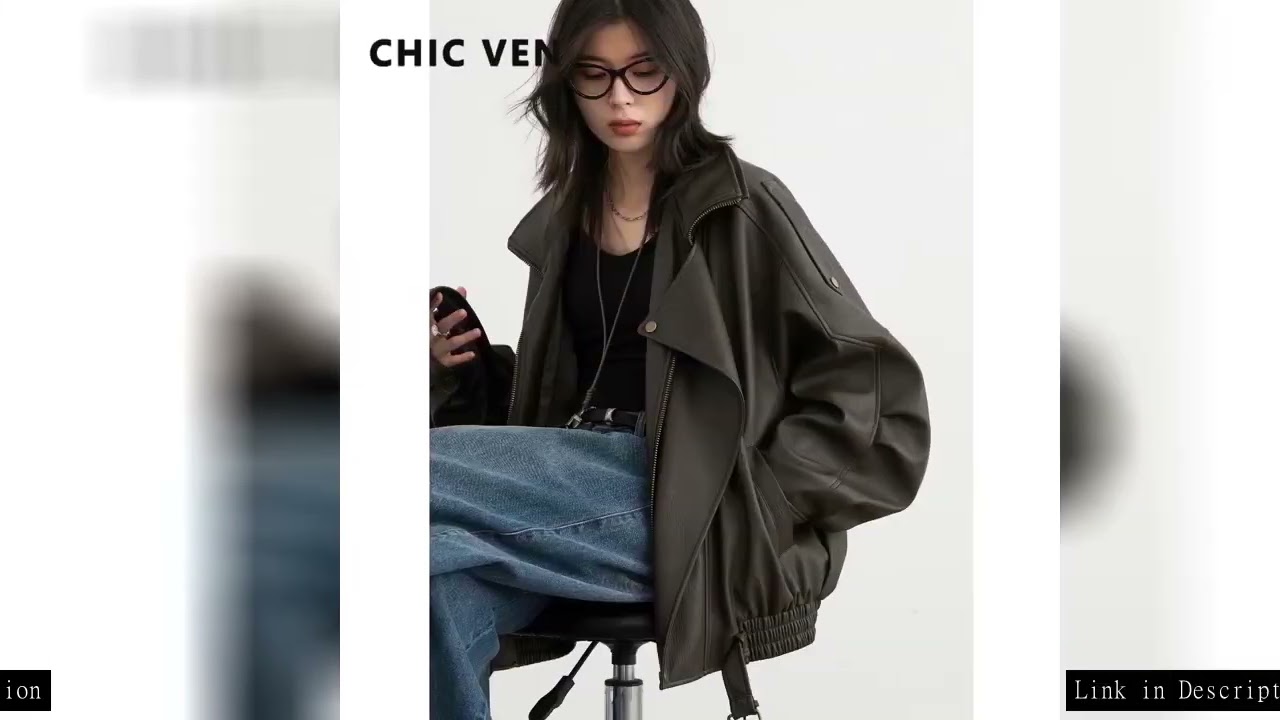 CHIC VEN Female PU Jacket Solid Loose New Retro Standing Collar Motorcycle Faux Leather Coat Female