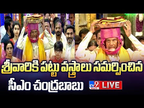శ్రీవారి సేవలో సీఎం చంద్రబాబు LIVE | CM Chandrababu Presents Pattu Vastrams at Tirumala - TV9 - TV9