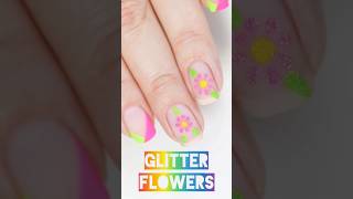 Glitter Flowers 💐 #nailart #nails #spring #glitter #cute