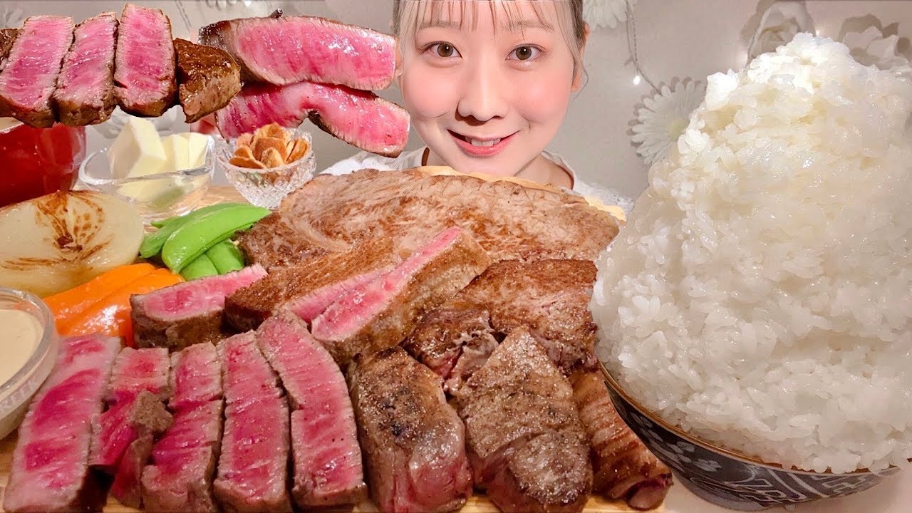 ASMR стейк вагю【русские субтитры】【Mukbang/ Eating Sounds】