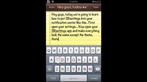 How to put SBsettings on the notification center