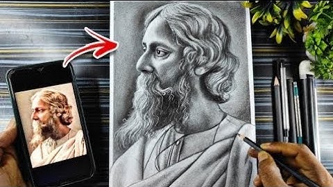 Rabindranath Tagore Drawing, How to draw Rabindranath Thakur Portrait, Pencil Shading Tutorial