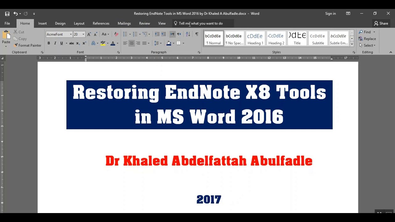 How To Add Endnote X8 To Word 2016