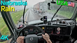 POV Truck Driving USA 4K Nebraska Rain #trucking