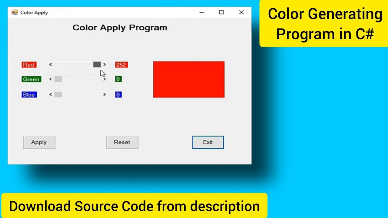 windows form application c visual studio 2022 color generating